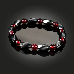 New Magnetic Bracelet Hematite Stone Therapy Health Care Hematite Beads Bangle Magnet Men Elegant Charm Bracelets for Women