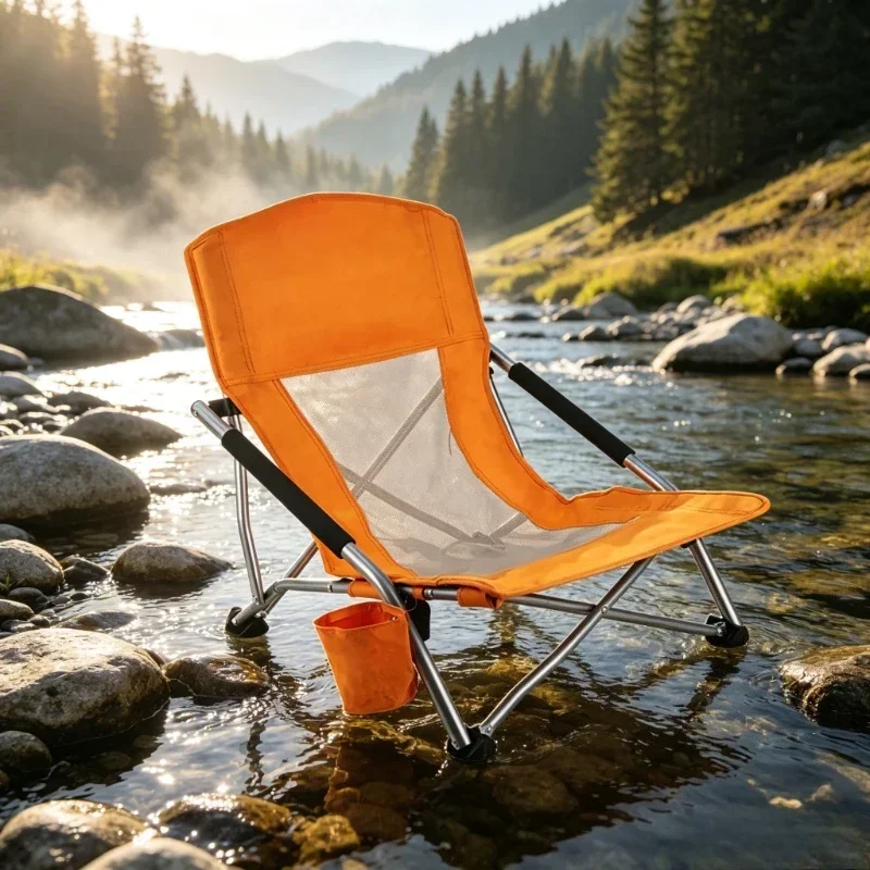 High Back Fishing Lounge Chair Reclining Foldable Thickened Oxford Heavy Duty Sturdy Stable for Beach Camping Anglers 낚시 의자