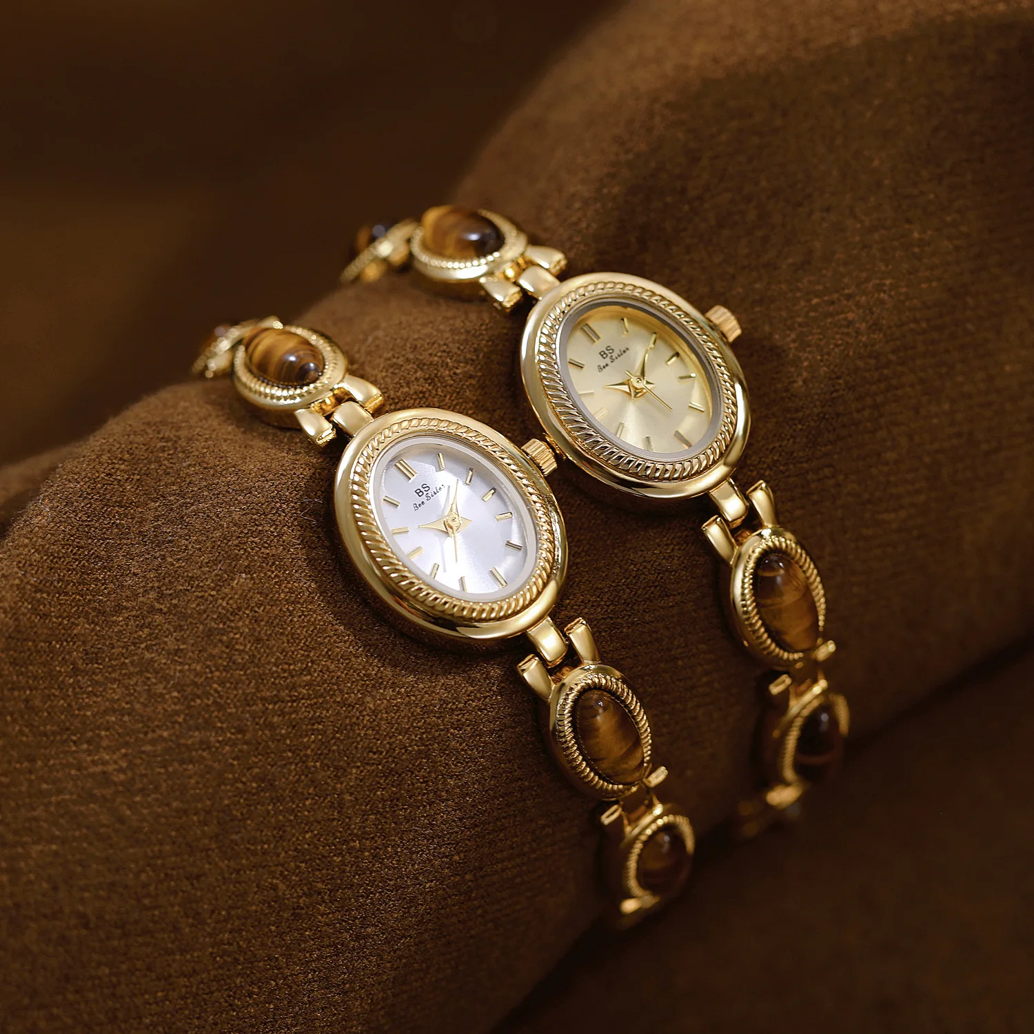 Винтажные женские часы, золотые элегантные часы с тигровым глазом и нефритовым браслетом, 2022, высококачественные ретро водонепроницаемые усовершенствованные женские часы-цепочка