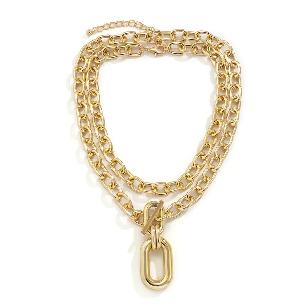 

Hiphop Layered Chain with Big Pendant Necklace for Women 2023 Fashion Thick Chain Necklace on The Neck Jewelry