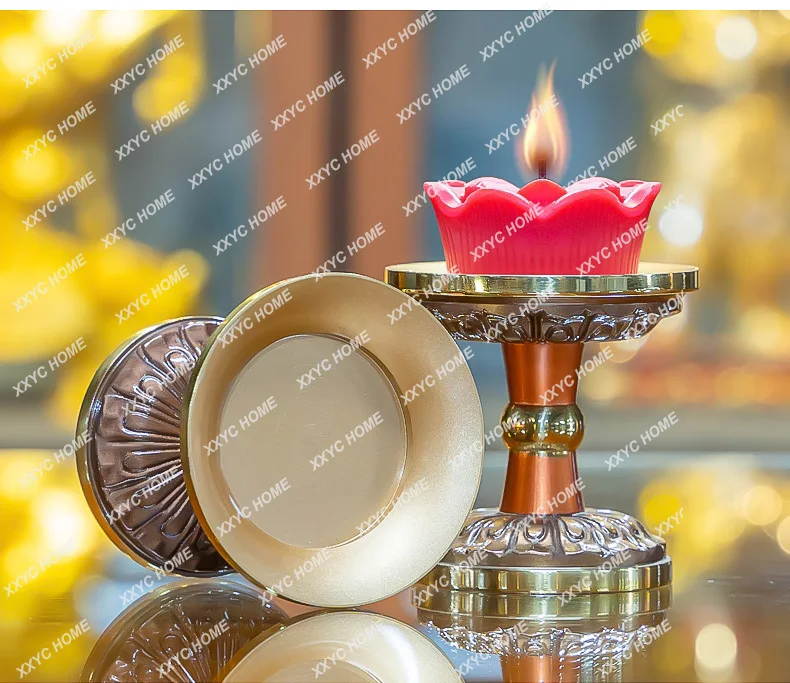 Copper Candle Lamp Lotus Candlestick Home Buddha Lamp Butter Lamp Holder Decoration