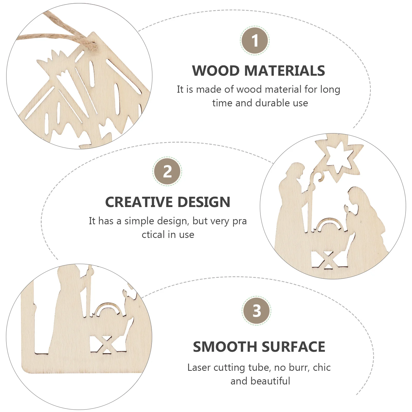 

20pcs Jesus Pendant Wood Hanging Decor Wood Hanging Decor For Indoor Outdoor Festival Ornament Craft Home Decoration Khaki