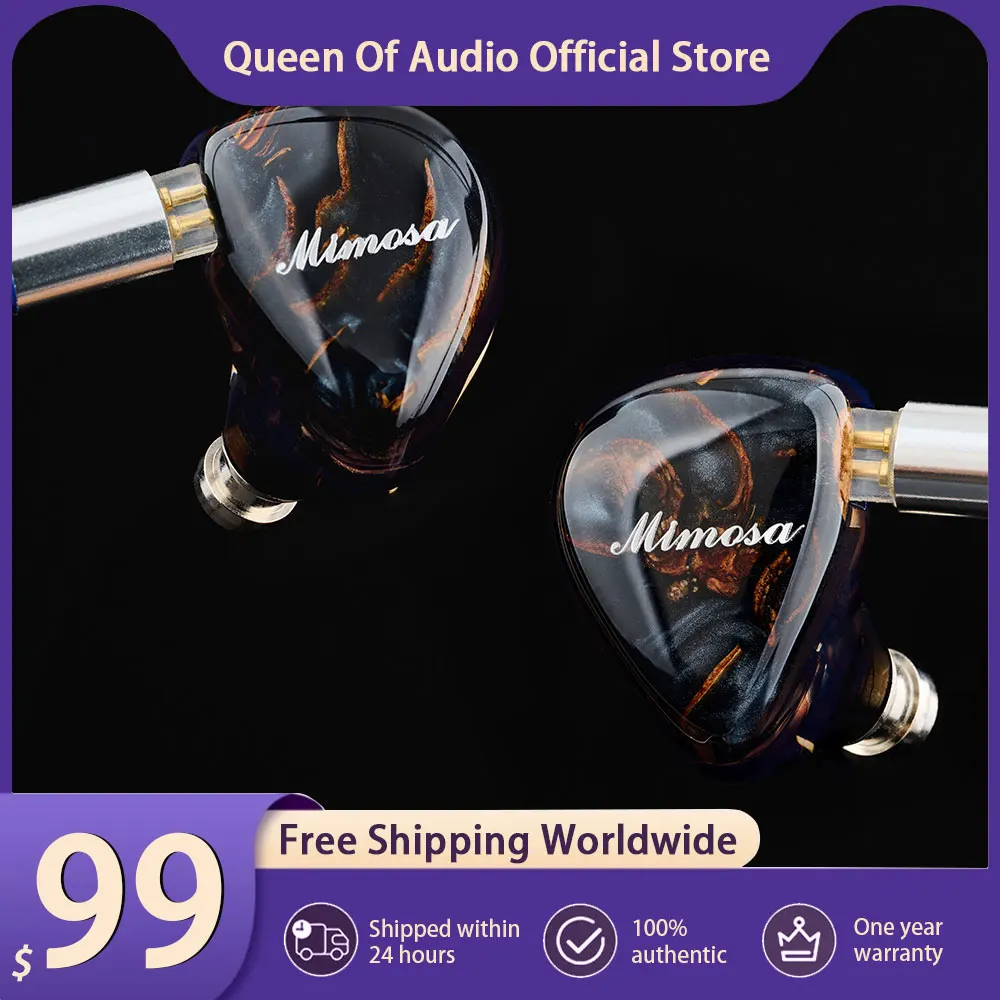QoA 미모사 헤드폰 1 다이나믹 1 평면형 IEM 3.5mm 4.4mm 플러그 이어버드 하이파이 인이어 이어폰 음악용 0.78 2핀 헤드셋 케이블