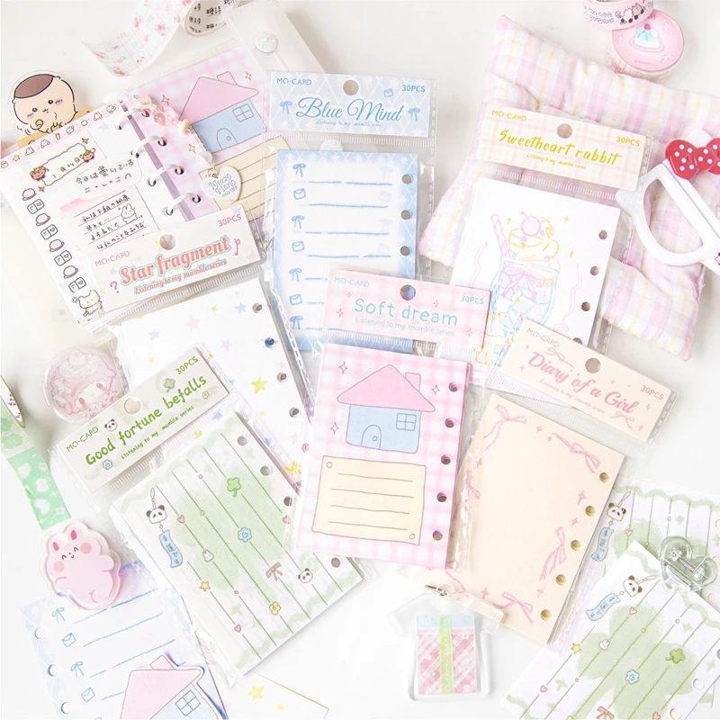 30 Pages Cute Memo Pad Scrapbooking M5 Loose-leaf Refill Notepad Material Message Note Paper School Stationery