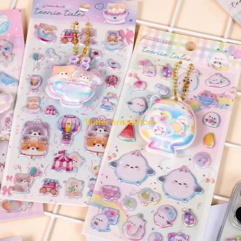 W89C Decorative Small Sticker for Kids Adults, Reusable Tiny Sticker for Scrapbooking