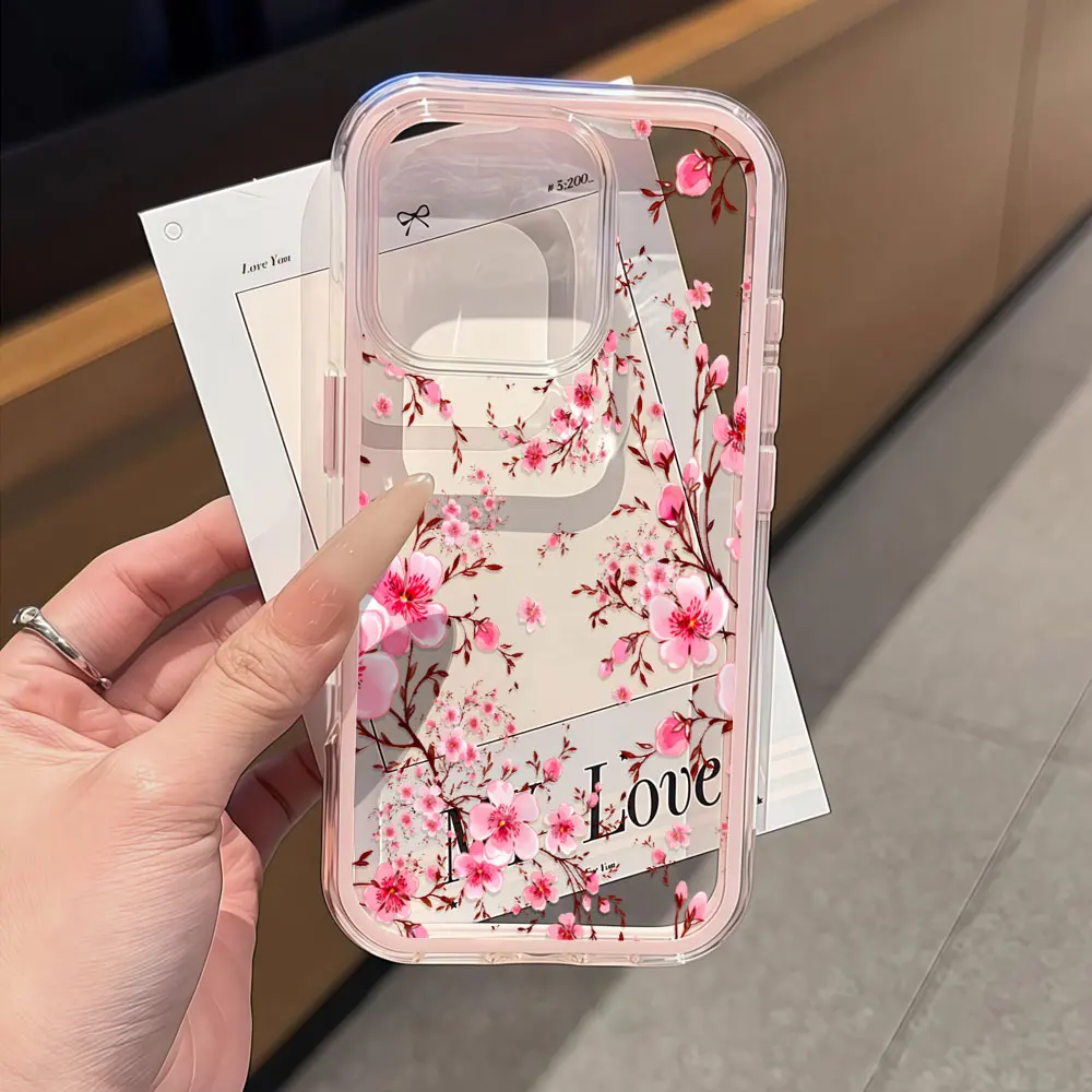 Langlebige, niedliche Pfirsichblüten-Handyhülle für Galaxy A57 A37 A55 A54 A35 A36 A15 A16 S23 S24 S25 S22 FE S26 Ultra Plus, transparente Hülle – Detail 6