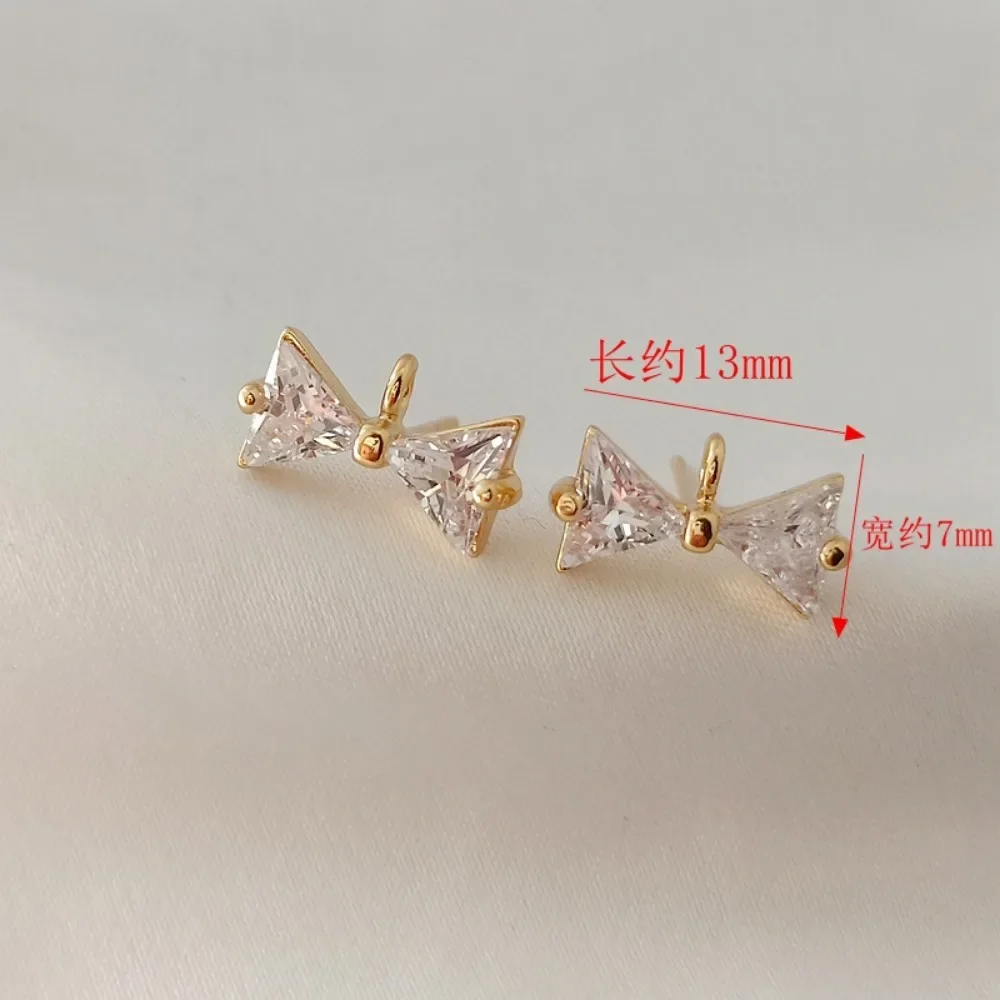 Ohrstecker aus 14 Karat vergoldetem S925-Silber mit Zirkonschleifen und Anhängerohrringen, handgefertigter DIY-Schmuck