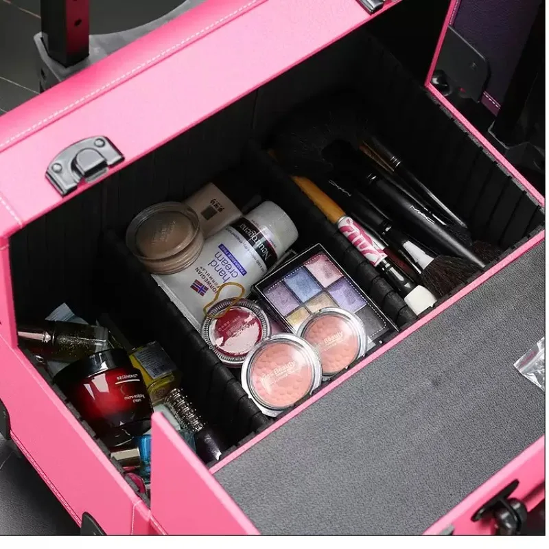 Rolling PU Beauty Trolley Case Multifunctional Storage Box with Wheels for Spa Massage Foot Therapy Salon Tool Organizer