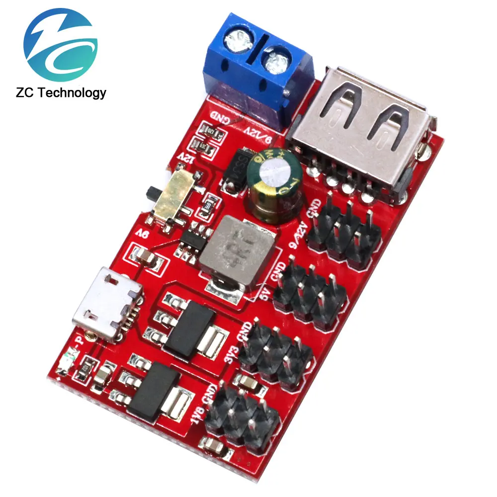 MINI USB Power Breakout DC To DC Power Supply Module Micro USB 5V To 1.8V-12V 1.8V 3.3V 5V 9V 12V Switch For Arduino