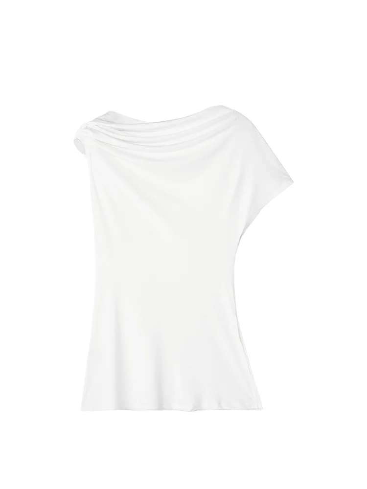 

GOFAR Women's Slim Fit ort Sve T-irt Summer New Sle Versatile Top Moisture ng Pure Color One oulder Design