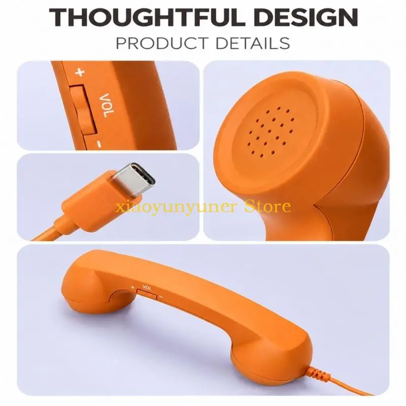 P9JB USB C Call Handset with Telephone Receiver Cable Link Without a Separate Driver, and Side Sound Adjustment for Calls