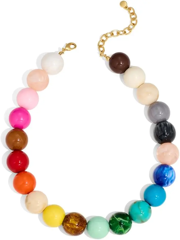 

Подарок для мам: массивное ожерелье-чокер с крупными бусинами для женщин, в стиле бохо, с крупными жемчужинами и бусинами из смолы в сине-коричневых тонах, летнее.