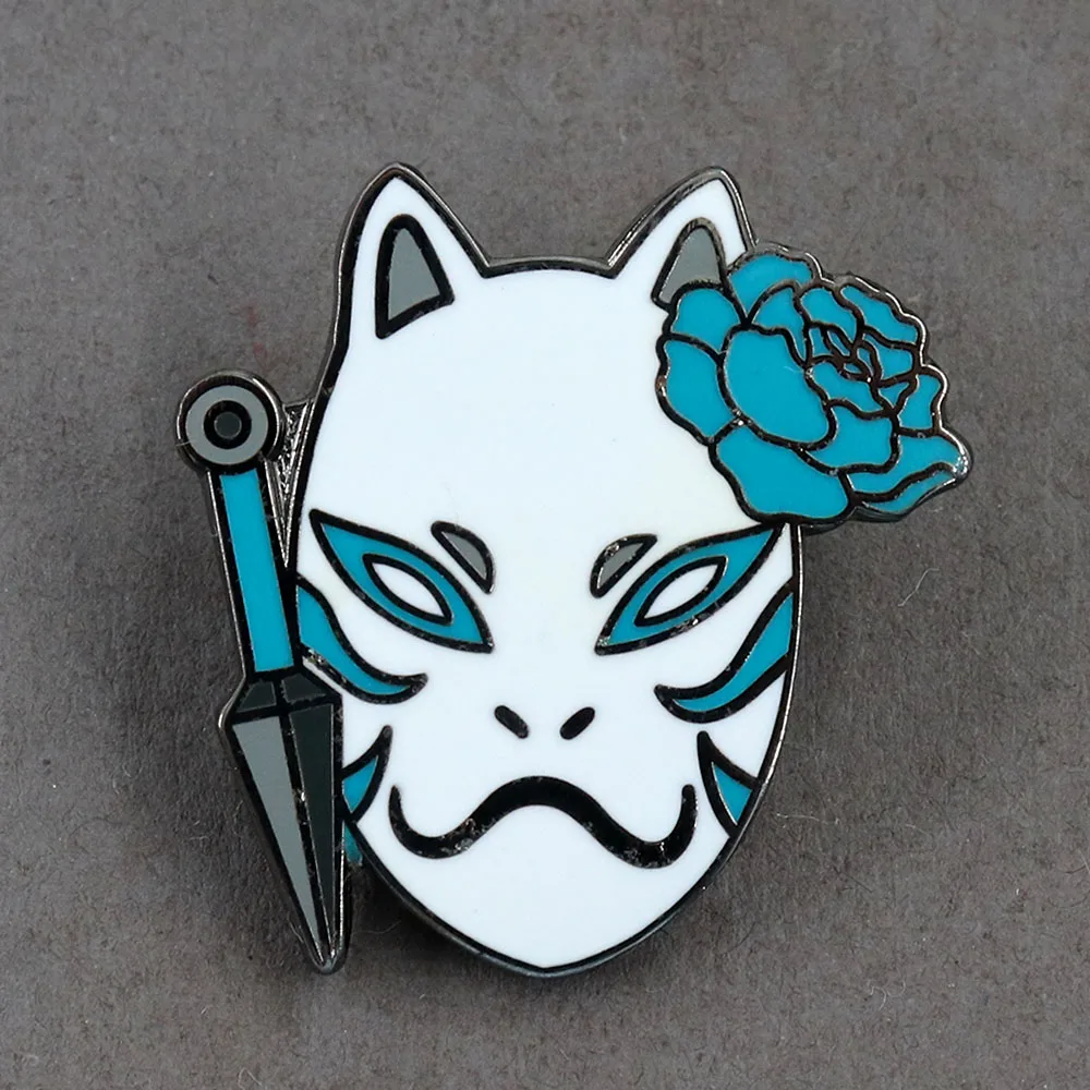 Fox-Masked Anbu Membe Enamel Pin Kitsune Ninja Badge Creative Cartoon Metal Accessories