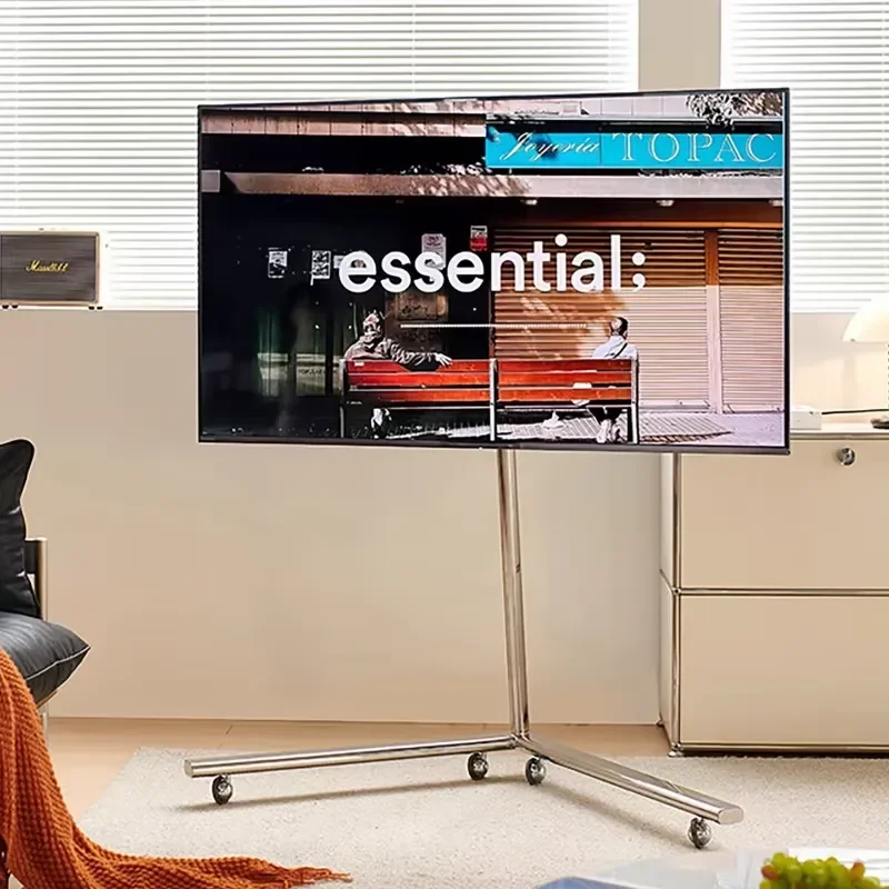 Movable TV Bracket Floor Vertical Telescopic Frame with Wheels for 40-85 Inch TV Monitor Stand Removable Cradle