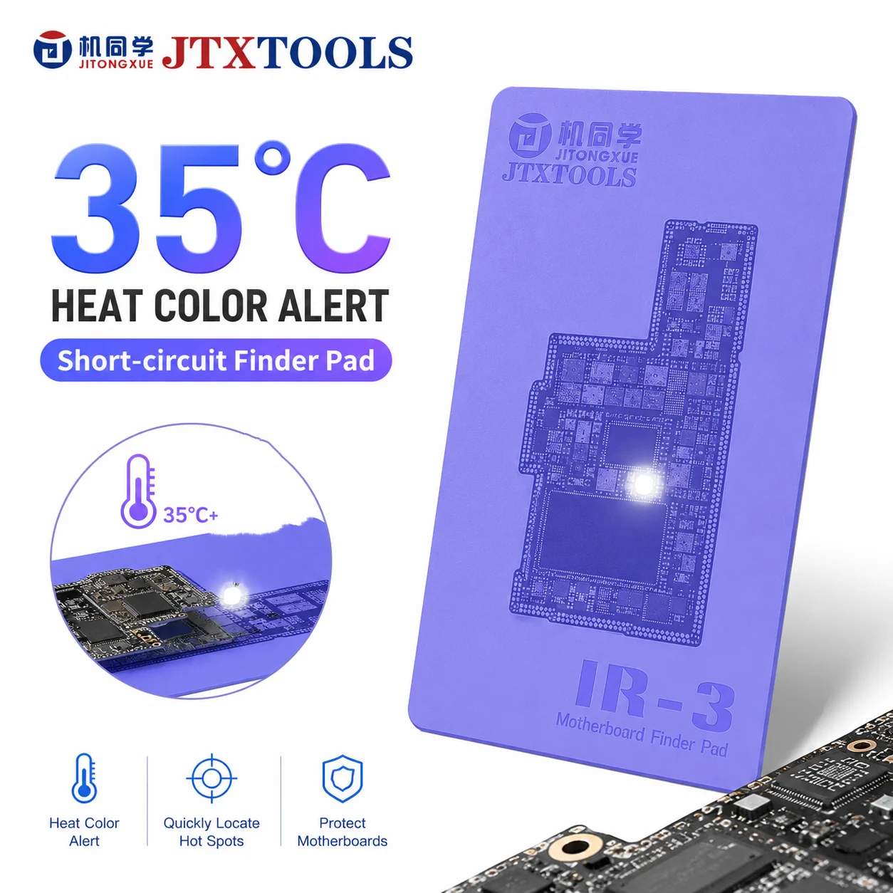 JTX IR-3 Motherboard Temperature Sensing Pad Mainboard Leakag Overheating Short Circuit Test Position-Sensitive for Phone Repair
