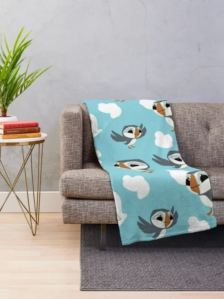 Puffin repeated pattern Throw Blanket Luxury Designer Hair Cute Plaid Blankets