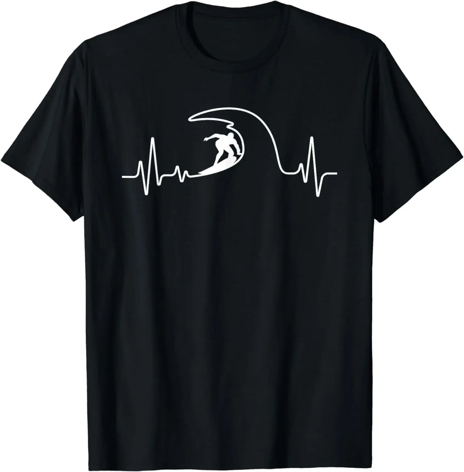 Cool Surfing for Men Women Surfer Surfboard Beach Heartbeat T-Shirt  Men Clothing Tops Vintage T Shirt  Camisas