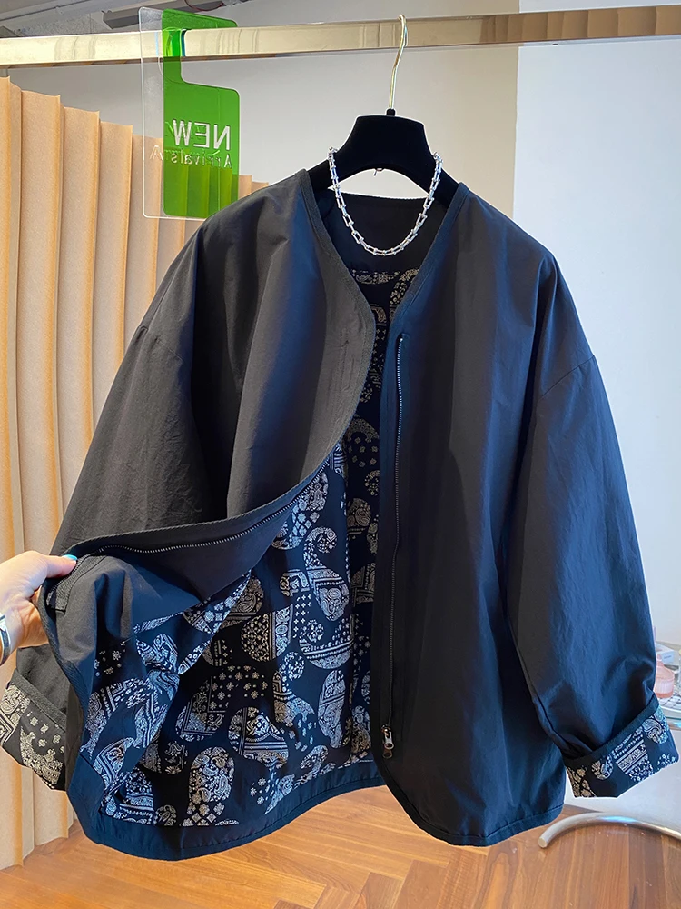Fashionable Casual Black Coat Women's Autumn Large Size Waist Flower  Long Sleeve Open Cardigan Top Commute Style Loose...