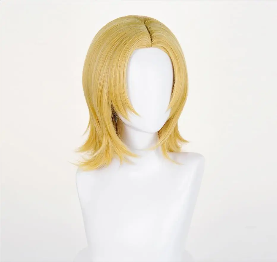 Anime JoJo Bizarre Adventure Johnny Joestar Cosplay Wig JOJO Wig 40cm Golden Yellow Heat Resistant Synthetic Hair Wigs + Wig Cap