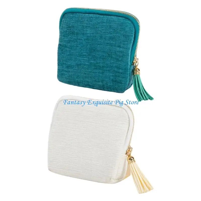 

Рулон для хранения ювелирных изделий, бархатная ткань, несколько карманов, кисточки, молния, портативная сумка-органайзер