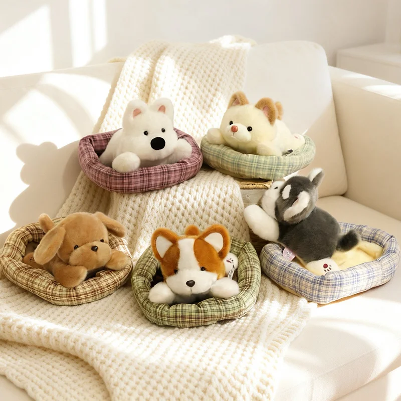 Peluche de Perro Kawaii de 20/26 cm, Juguete de Peluche Suave de Schnauzer, Golden Retriever, Corgi, Westie, Chow Chow, Decoración para el Hogar, Regalo de Cumpleaños para Niños
