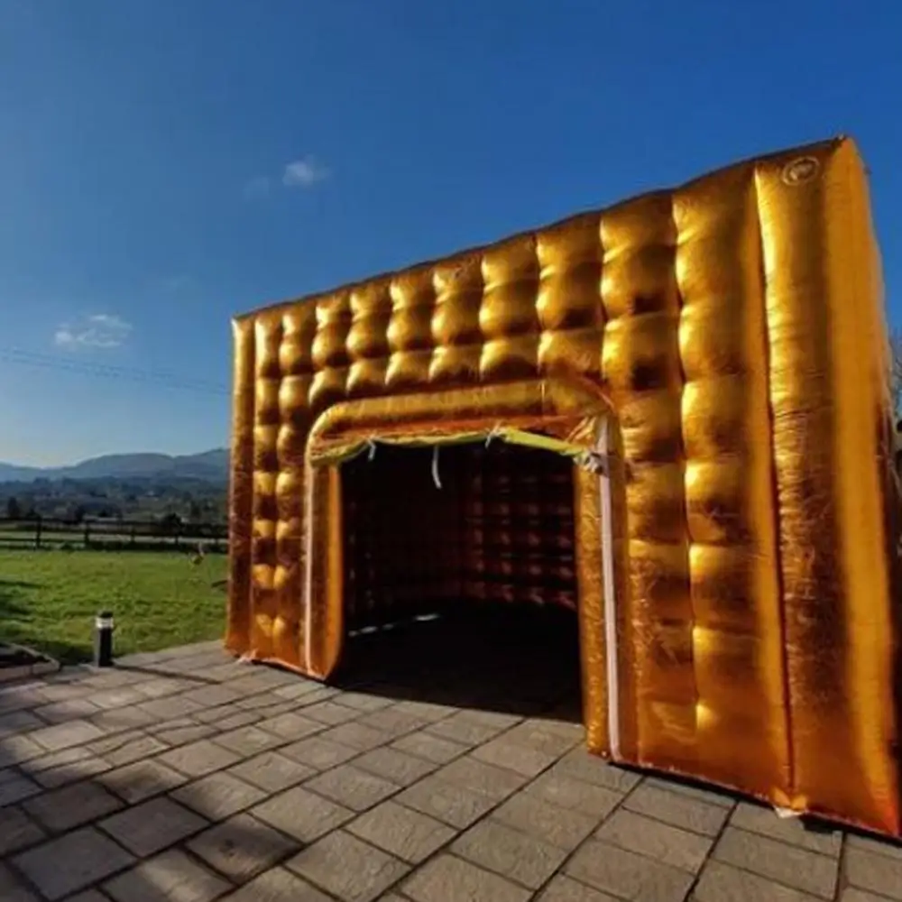 Customize Gold/Sliver Inflatable Cube Tent With Factory Price Gaint Blow Up Air Marquee For Wedding Party Events Camping Outdoor