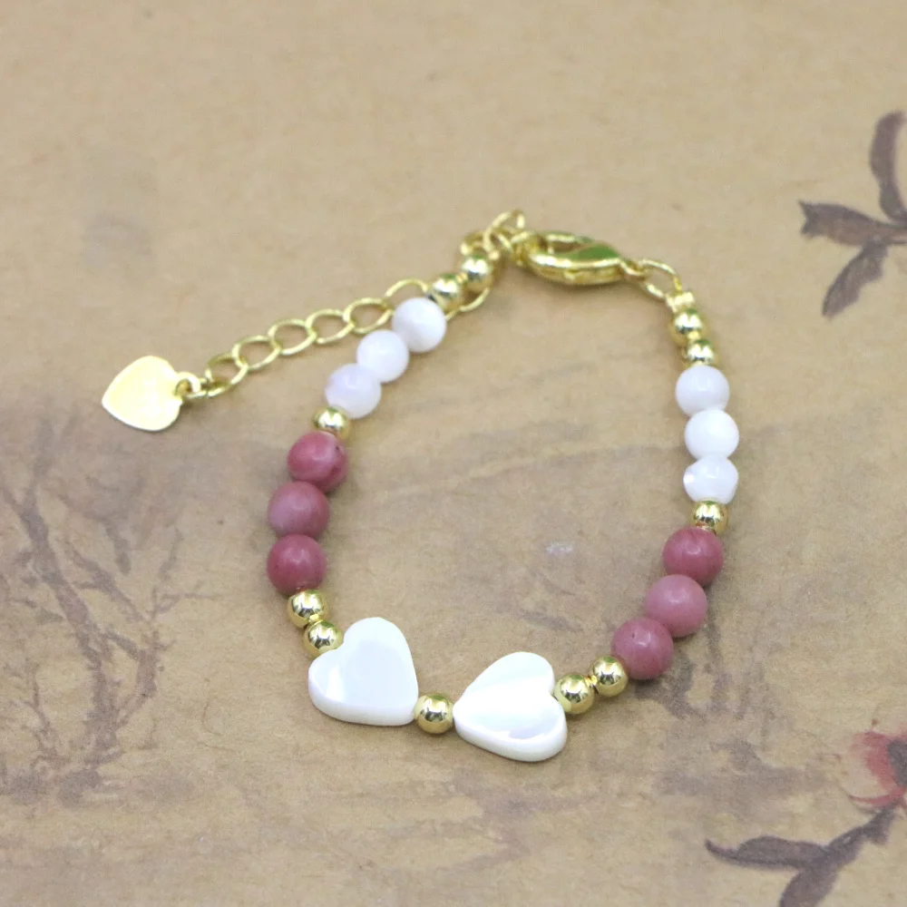 Charm Lovely Natural Stone Crystal Bracelet Baby Baptism Lobster Clasp Parts Yoga Christmas Wedding Girls Gift Jewelry Fashion