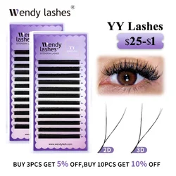 Mão Tecido YY Forma Cílios Extensão, Wendy Lashes, Dicas Triplas, Premium Soft, Luz, Natural, Super Alta Qualidade, Volume Premade Fans