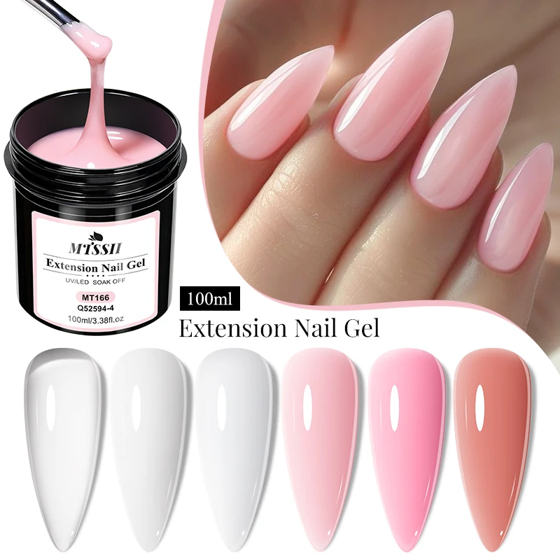 100ml Large Capacity Extension Nail Gel Pink Semi-Permanent UV/LED Gel Varnish Suitable for DIY Design Nail Art Extension Tool