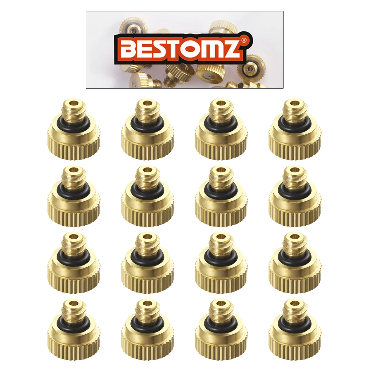 

16Pcs Heavy Duty Brass Misting Nozzles 0.3cm Orifice Leak Proof Energy Efficient for Outdoor Cooling Greenhouse Irrigation