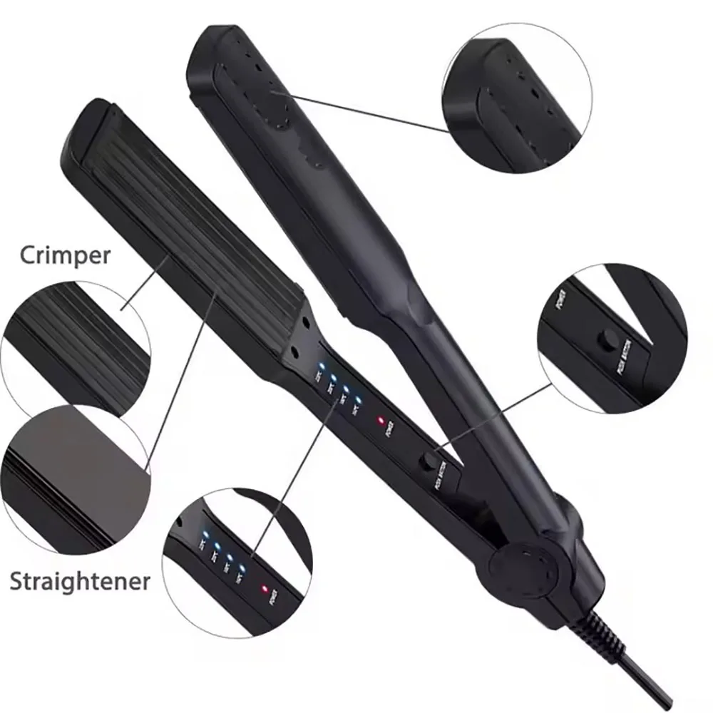 Corn Curly Hair Curler Flat Iron and Curler 2 in 1 Professional with Ceramic Plate Heat Up and Style Fast for All Hair Types