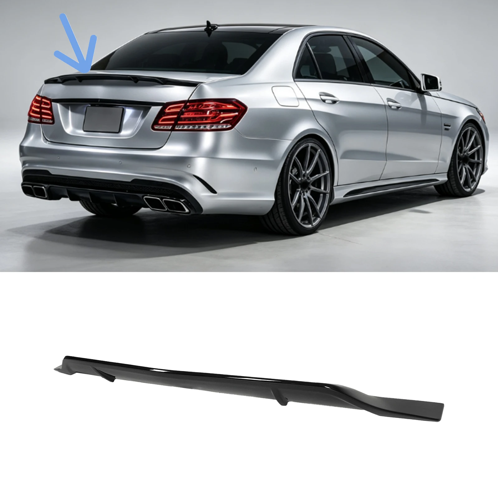 For Mercedes Benz W212 E350 E550 E63 2010-2016 R Style Rear Trunk Wing Spoiler Glossy Black/Carbon Fiber Style Car Accessories view 2