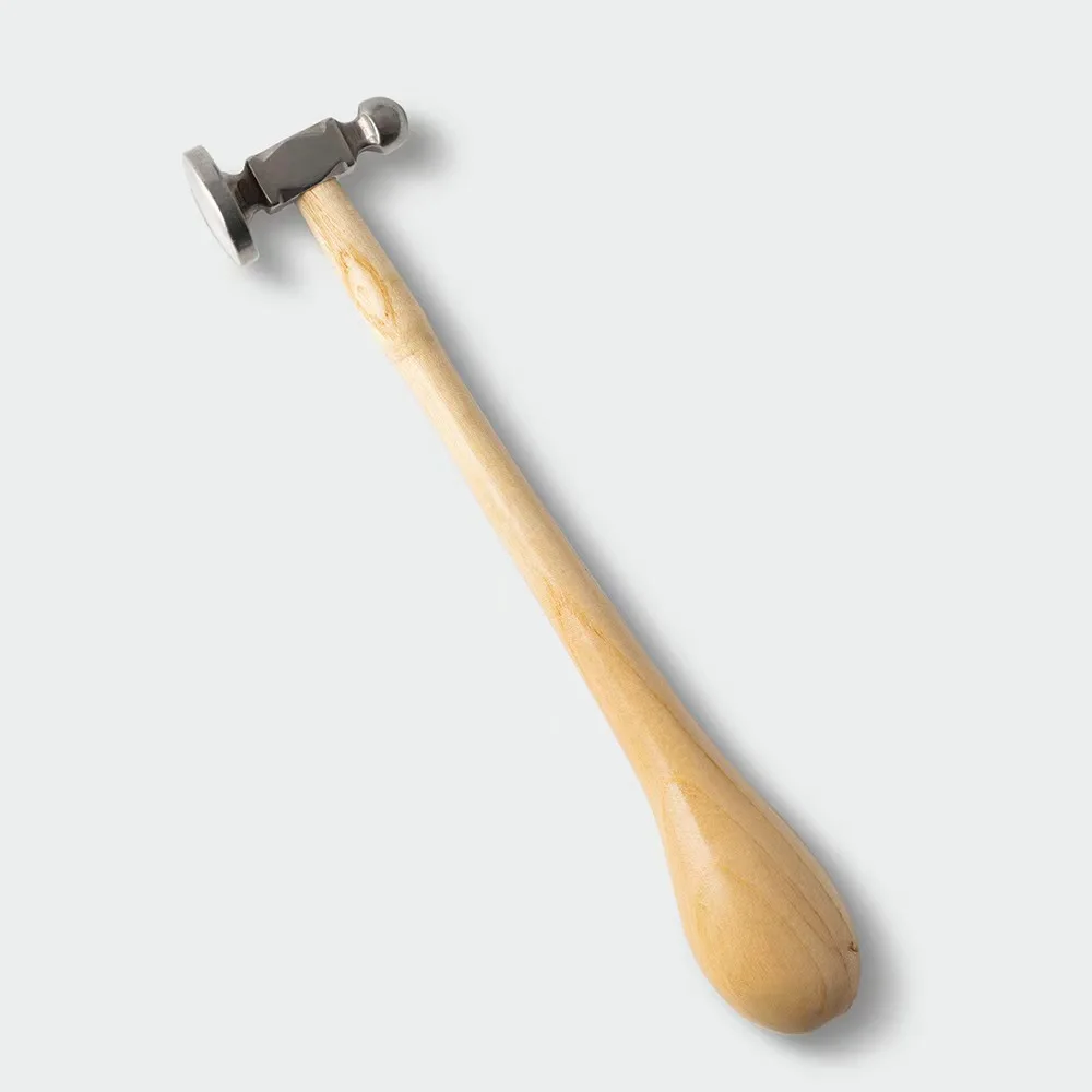 

XUQIAN Two-Sided Chasing Hammer Wooden Handle Steel Head with 15mm Ball Pein 28mm Domed Face Tool Texture Dimension to Metalwork