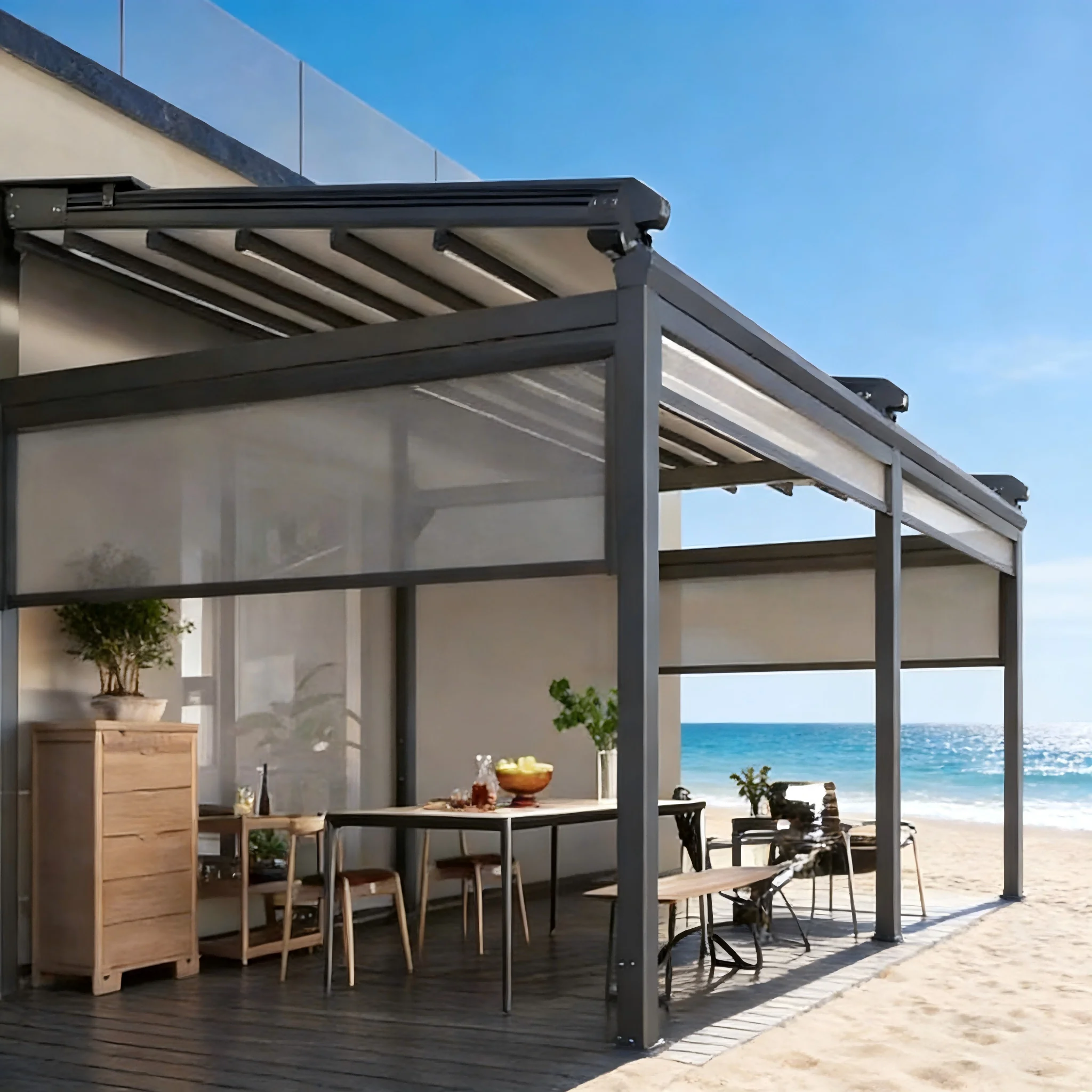 Outdoor Retractable Aluminum Pergola Electric Waterproof Bioclimatic Garden Terrace Balcony Pergola Patio Metal Arbours