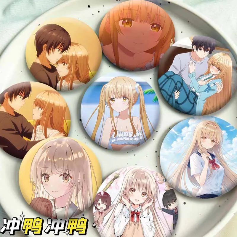 Cute Anime The Angel Next Door Spoils Me Rotten Brooch Shiina Mahiru Cartoon Lapel Pins Cosplay Badge Bag Shoes Jewellery Gifts
