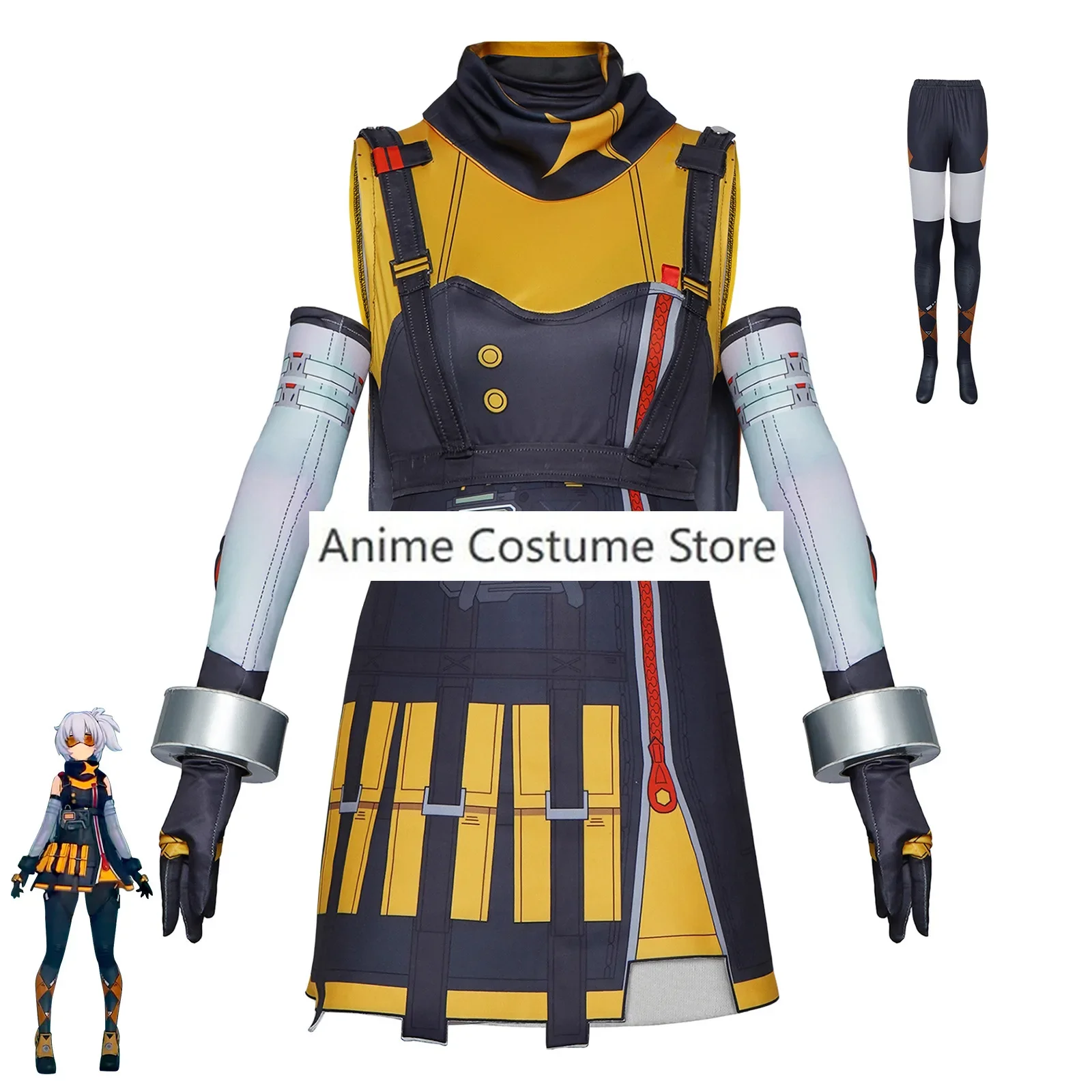 Anime Zenless Zone Zero Soldier 11 Cosplay Costume Game Uniform Dress Printing Splicing Skirt Wig Woman Carnival Party Suit