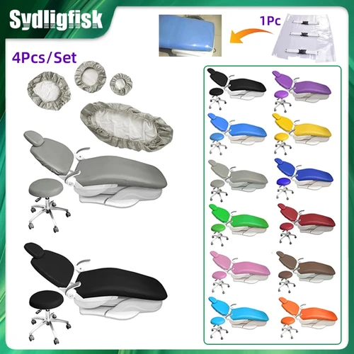 Imagen 1 del producto 1 Uds. Unidad de cubierta para silla Dental, funda protectora elástica impermeable de cuero PU, funda para silla de asiento, alfombrilla para silla Dental, almohadilla para pies, odontología