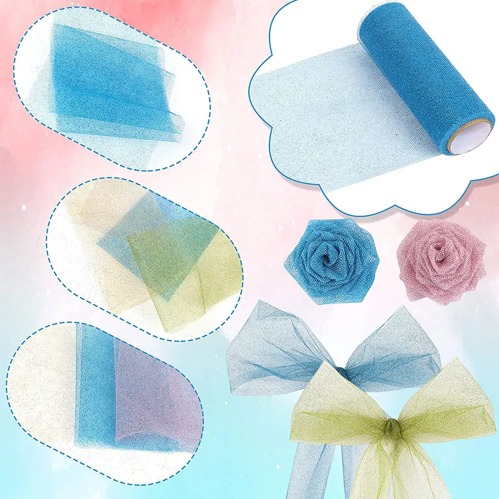 Sparkling Tulle Ribbon Roll 25 Yards 15cm For Baby Shower Diy Gift Crafts Ballet Skirt Chair Wakame Wedding Party Decoration