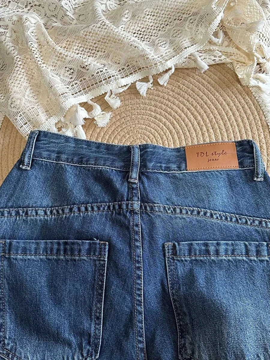 Długie spodnie jeansowe w stylu vintage American Denim Wiosna Jesień Wysoki stan Cienkie Luźne Spodnie z szerokimi nogawkami Damskie spodnie jeansowe Plus Size