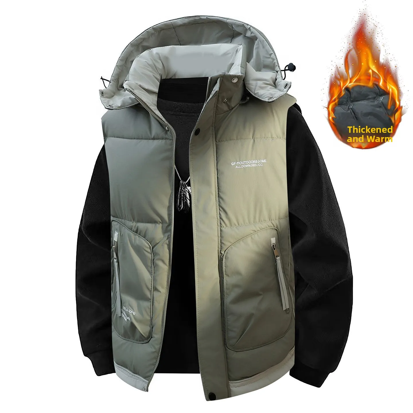 

Мужской утепленный жилет с капюшоном, повседневная модная верхняя одежда, новинка зимы 2025, молодежный свободный крой, топ