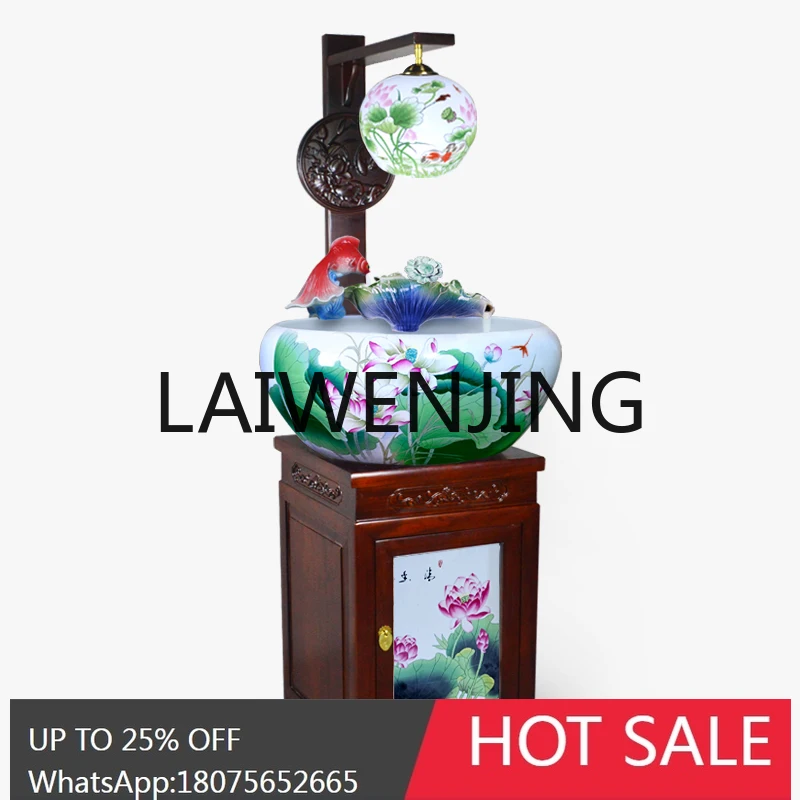 RWJ Ceramic Circulating Water to Generate Wealth Floor Large Landscape Goldfish Bowl Turtle Jar