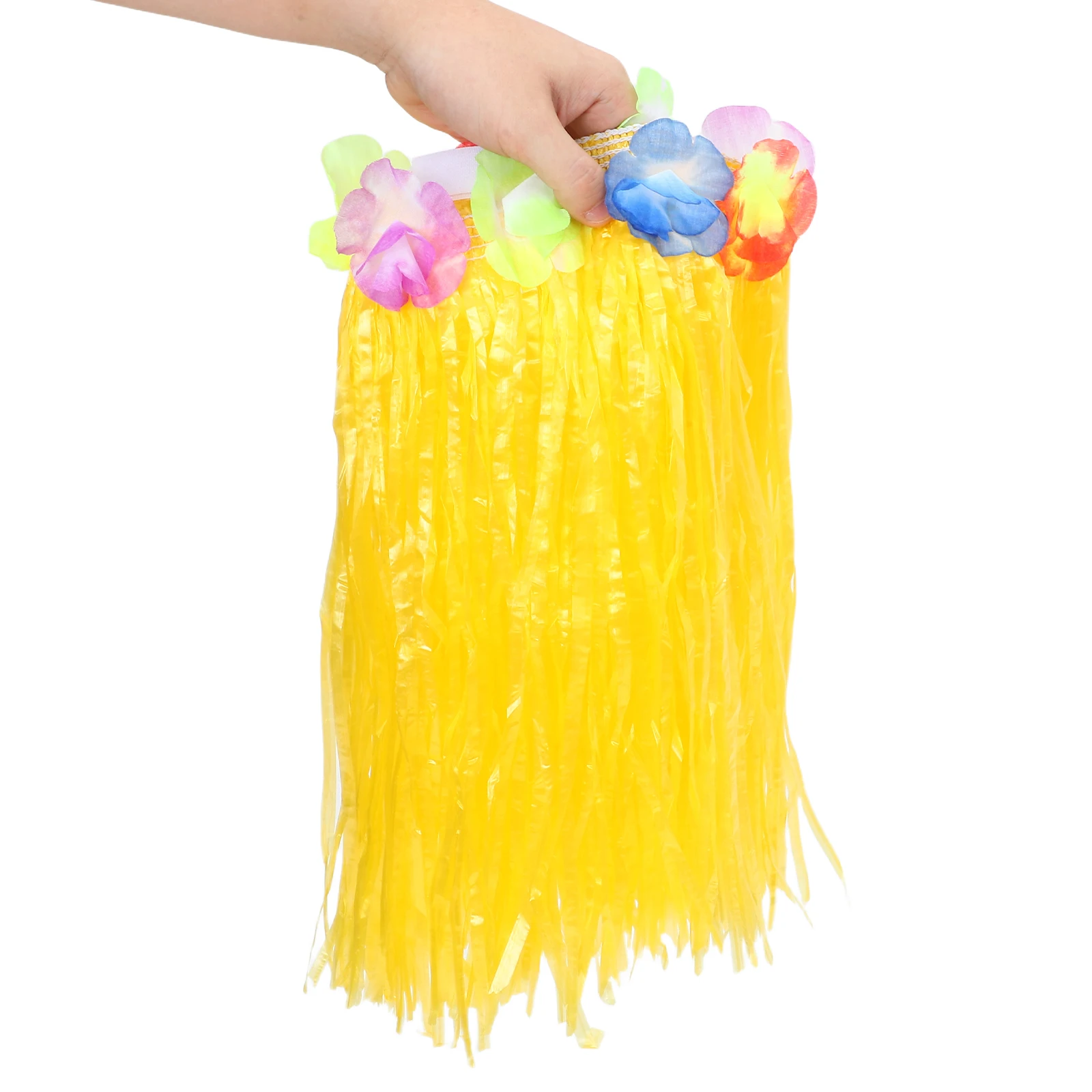 Hawaiian Skirt Set Colorful Luau Party Costume For Kids With Head Hoop Bracelets Neck Garland Yellow Beach Island Theme