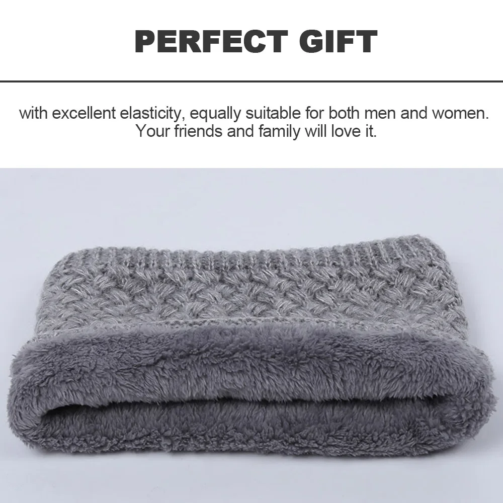 1Pc Winter Knitted Scarf Soft Thicken Warm Plush Neck Warmer For Men Women Collar Circle Scarf