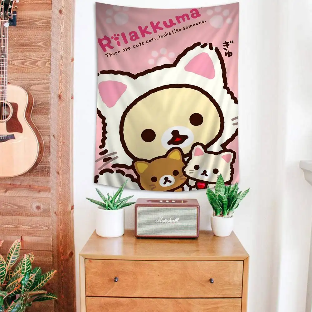 Cute Cartoon Anime R-Rilakkuma Colorful Tapestry Wall Hanging Bohemian Wall Tapestries Mandala Wall Hanging Sheets