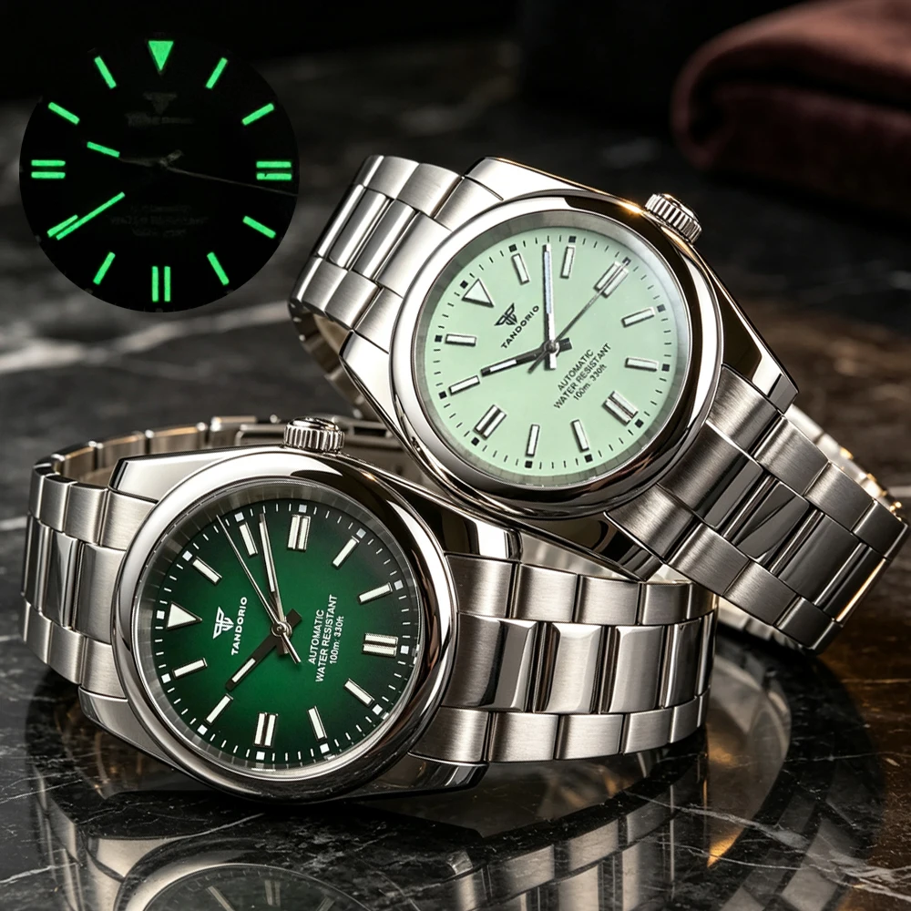 Japan NH35A Tandorio 36mm 39mm Green Purple Dial Automatic 20ATM Dive Watch Men Luminous Sapphire Retro Clock Steel Bracelet