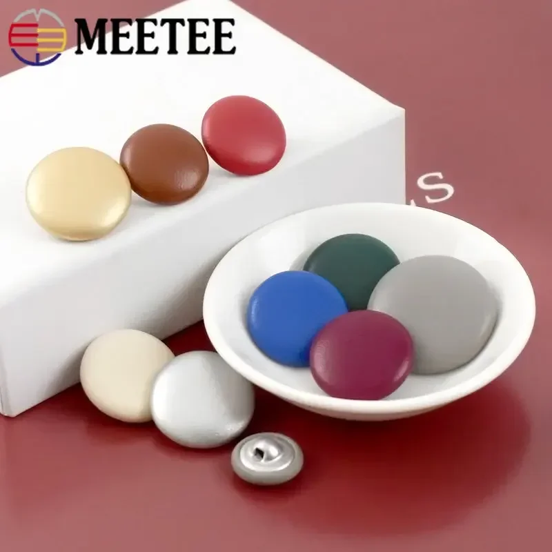 Meetee 50 Stuks 11-28mm Leer Bedekt Knop voor Jas Jas Decoratieve Gesp Ronde Schacht Knoppen Kleding naaien Sluiting Accessoire