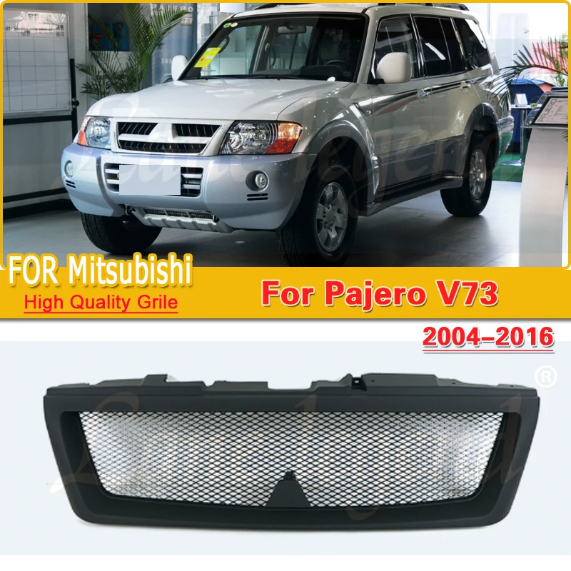 Auto Accessories Black Middle Mesh Front Grid For Mitsubishi Pajero V73 2004-2016 Center Grill Grilles Cover Decoration