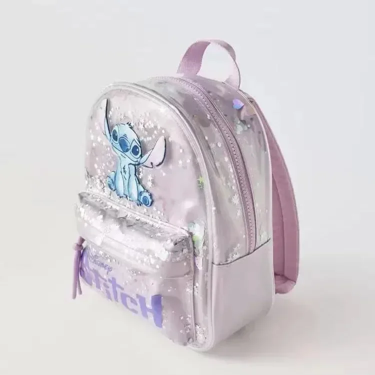 Mochila escolar multifuncional con lentejuelas de dibujos animados de Disney Stitch para niños y niñas