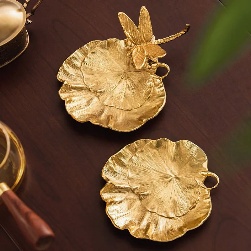 India imported brass storage plate European living room snack dried fruit plate decorative ornament light luxury bedroom jewelry