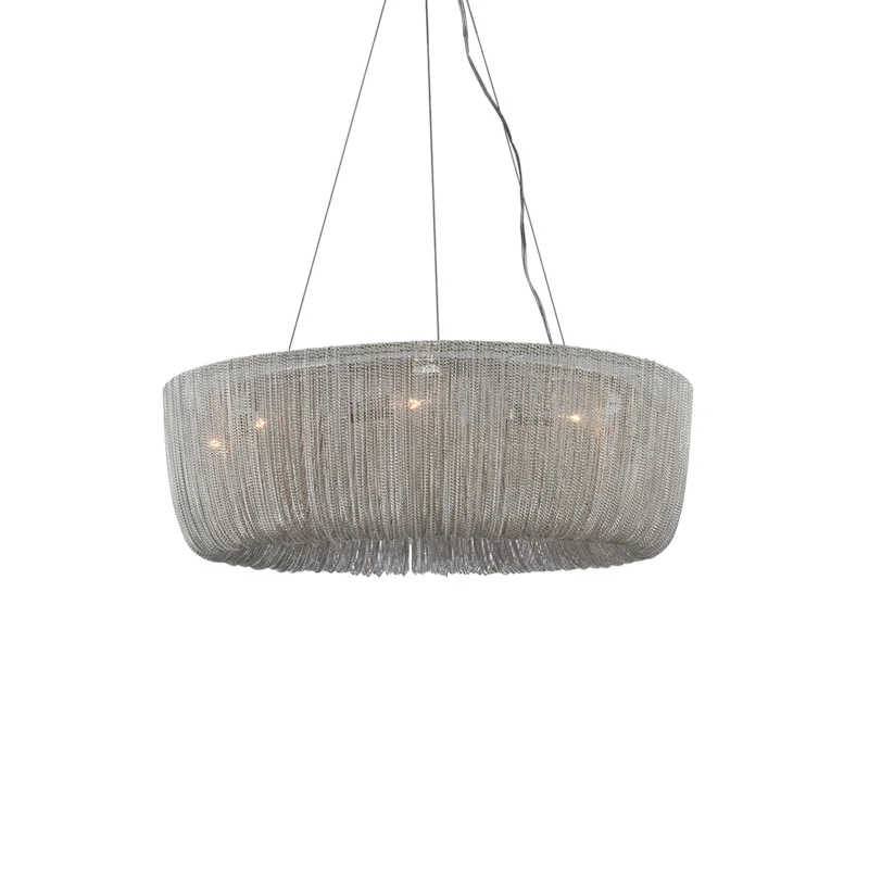High - Quality Luxury Modern Large Silver Aluminum Chain High - Circle Chandelier For Villa Hotel Interior Hall Decoration